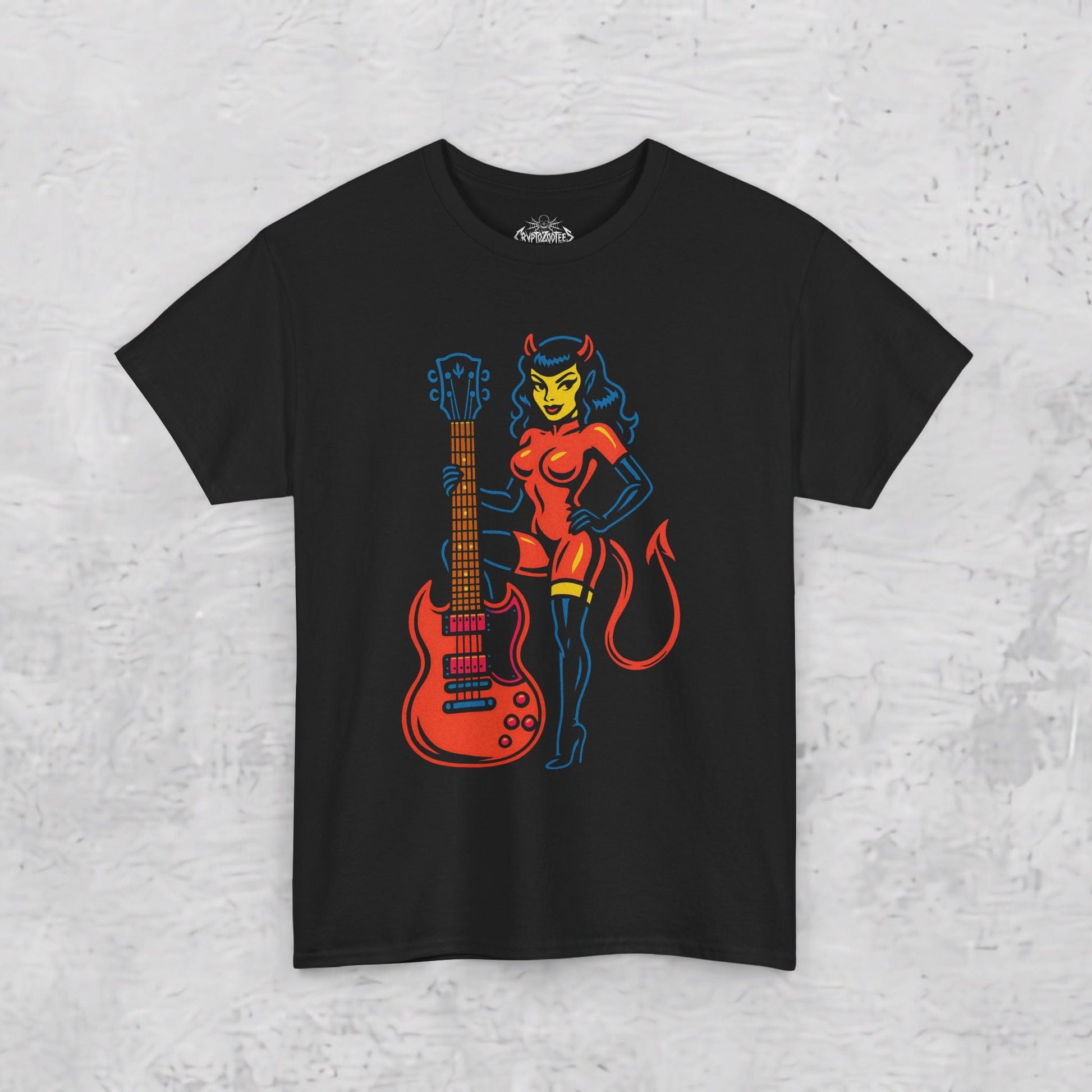 T-Shirt - Devil Girl Shirt | Unisex T-shirt | Music, Skulls &amp; Skeletons | Rockabilly from Crypto Zoo Tees