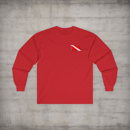 Long - sleeve - Diver Down Flag Long Sleeve Shirt - Hampton Dive Team from Crypto Zoo Tees