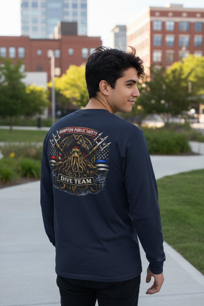 Long - sleeve - Diver Down Flag Long Sleeve Shirt - Hampton Dive Team from Crypto Zoo Tees