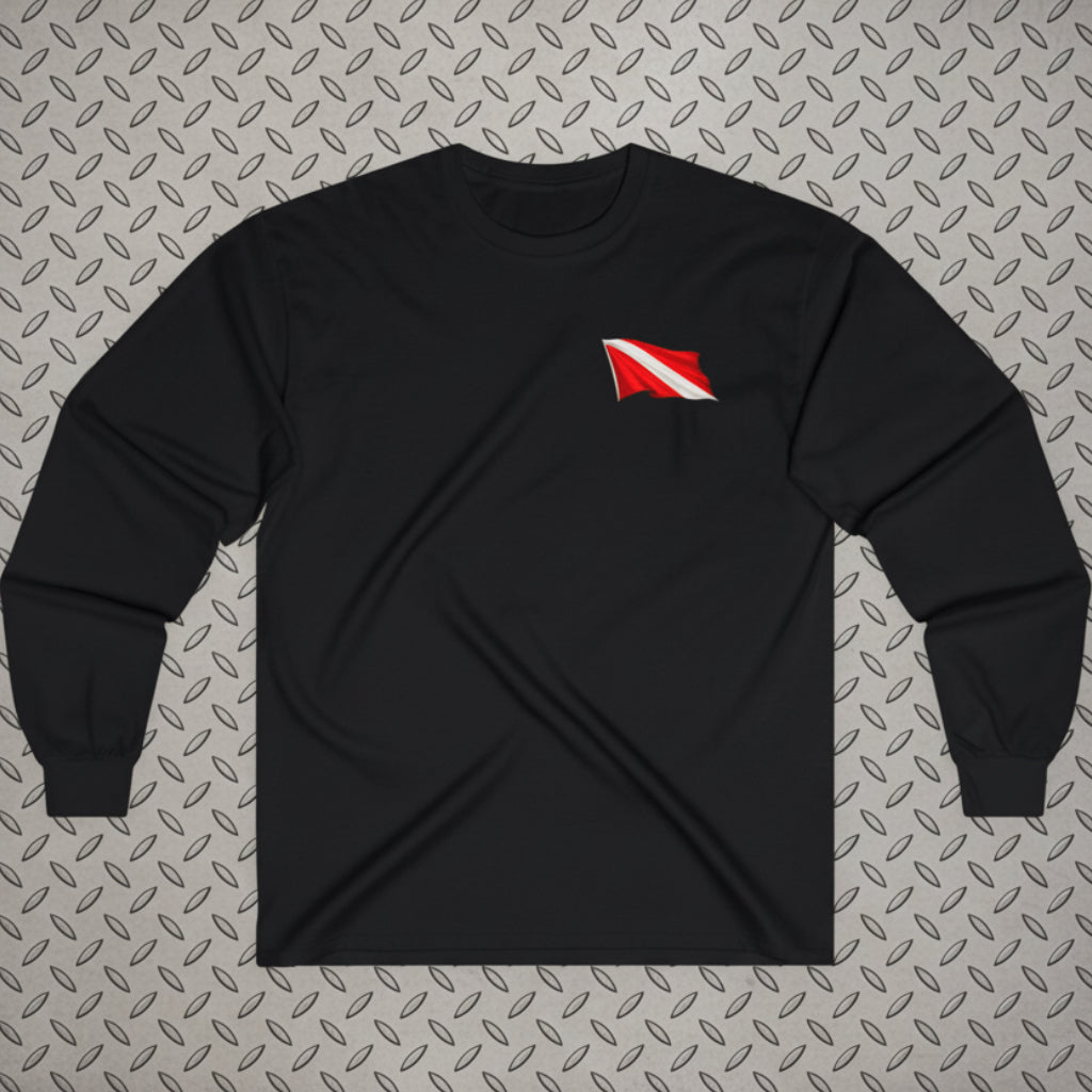 Long - sleeve - Diver Down Flag Long Sleeve Shirt - Hampton Dive Team from Crypto Zoo Tees