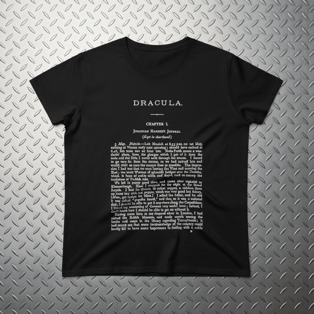 T-Shirt - Dracula First Page Tee | Horror, Books | Ladies Tee - Gildan 5000L from Crypto Zoo Tees