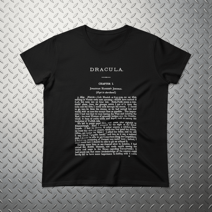 T-Shirt - Dracula First Page Tee | Horror, Books | Ladies Tee - Gildan 5000L from Crypto Zoo Tees