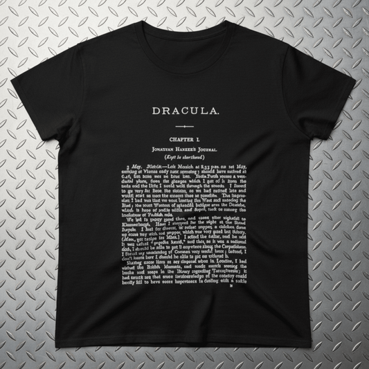 T-Shirt - Dracula First Page Tee | Horror, Books | Ladies Tee - Gildan 5000L from Crypto Zoo Tees