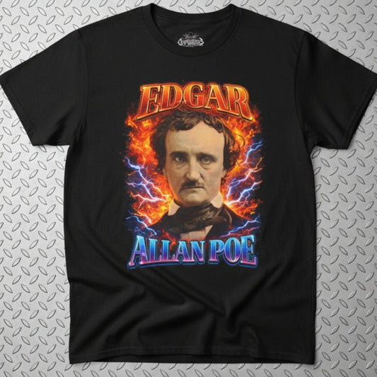 T-Shirt - Edgar Allan Poe Funny 90s Mall Shirt | Unisex Heavy Cotton - Gildan 5000 | Books, Funny, Retro & Vintage | Goth/Gothic from SHIRT MONSTERS