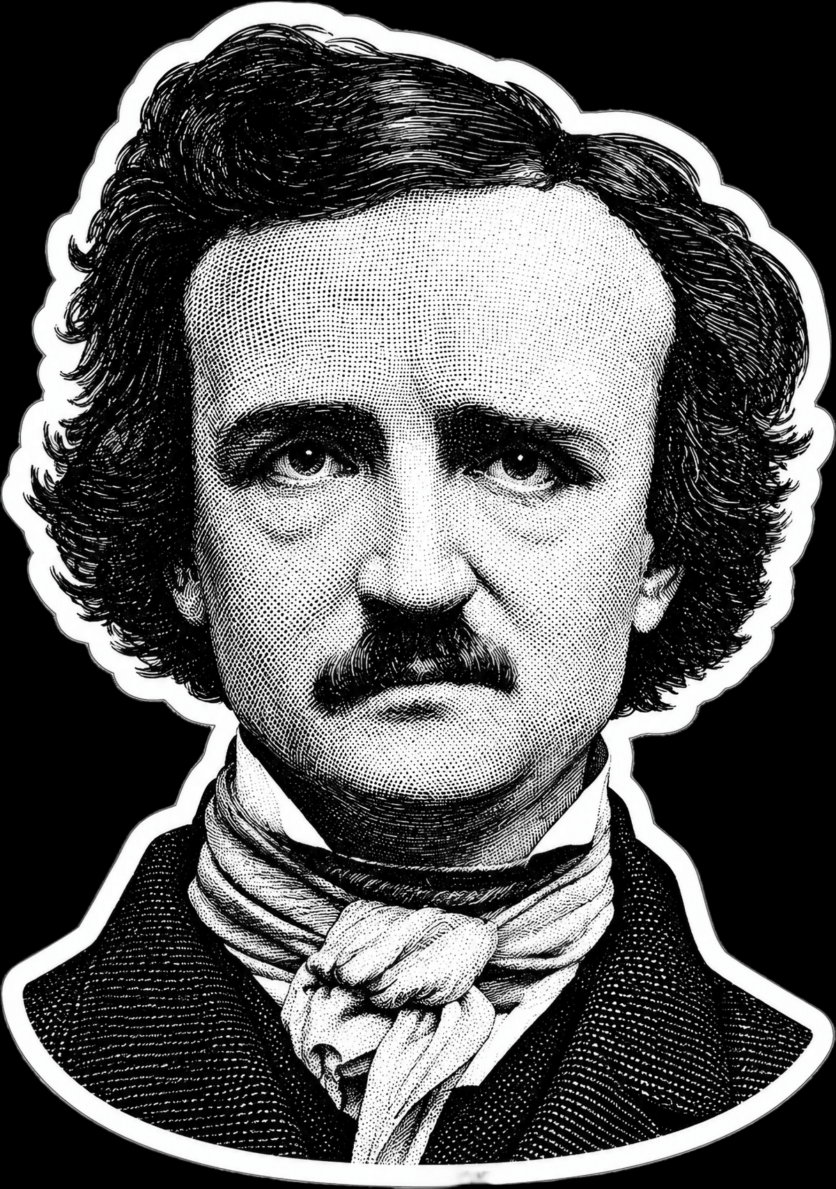 Paper products - Edgar Allan Poe Portrait Sticker | 5" x 3.5" | Gothic Literature from SHIRT MONSTERS