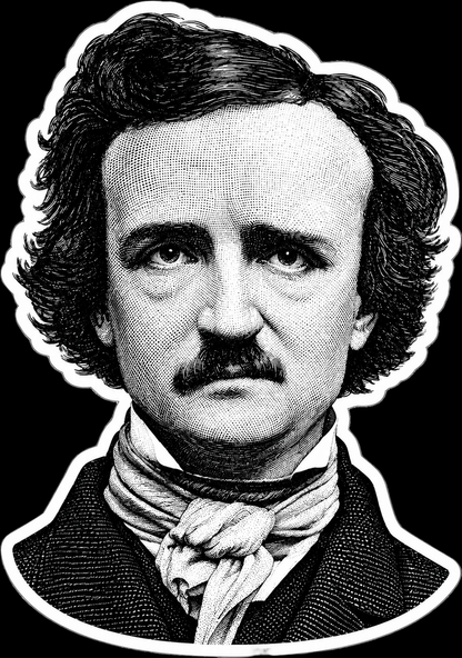 Paper products - Edgar Allan Poe Portrait Sticker | 5" x 3.5" | Gothic Literature from SHIRT MONSTERS