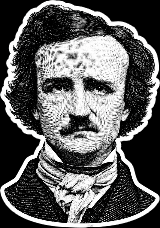 Paper products - Edgar Allan Poe Portrait Sticker | 5" x 3.5" | Gothic Literature from SHIRT MONSTERS