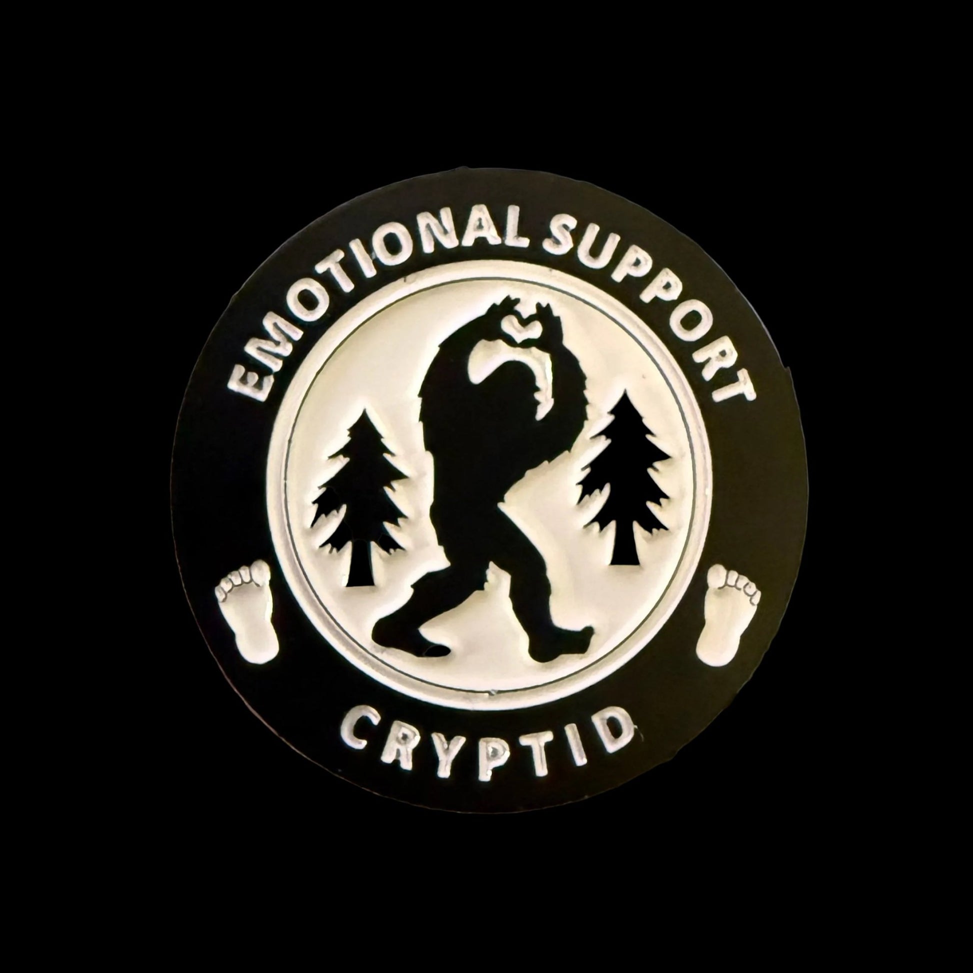  - Emotional Support Cryptid Bigfoot Pinback Button Badge from Crypto Zoo Tees
