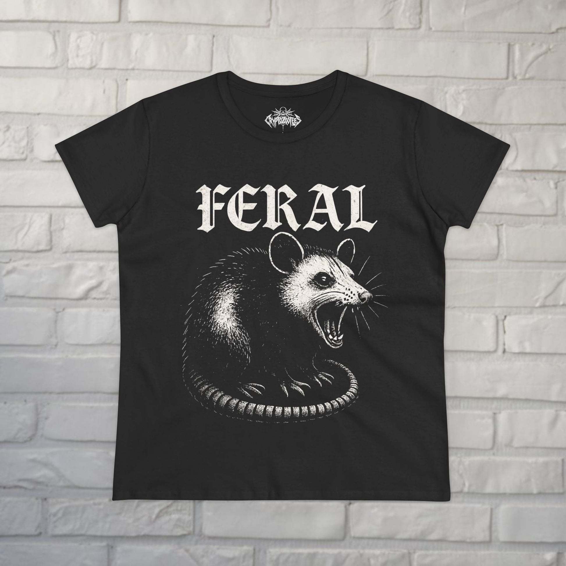  - Feral Possum Ladies Tee | Ladies Tee - Gildan 5000L | Animals | Punk from Crypto Zoo Tees