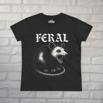  - Feral Possum Ladies Tee | Ladies Tee - Gildan 5000L | Animals | Punk from Crypto Zoo Tees