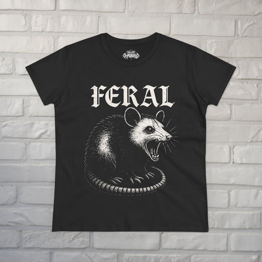  - Feral Possum Ladies Tee | Ladies Tee - Gildan 5000L | Animals | Punk from Crypto Zoo Tees