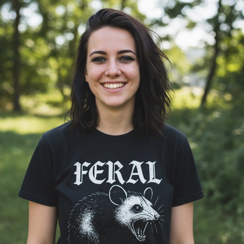  - Feral Possum Ladies Tee | Ladies Tee - Gildan 5000L | Animals | Punk from Crypto Zoo Tees