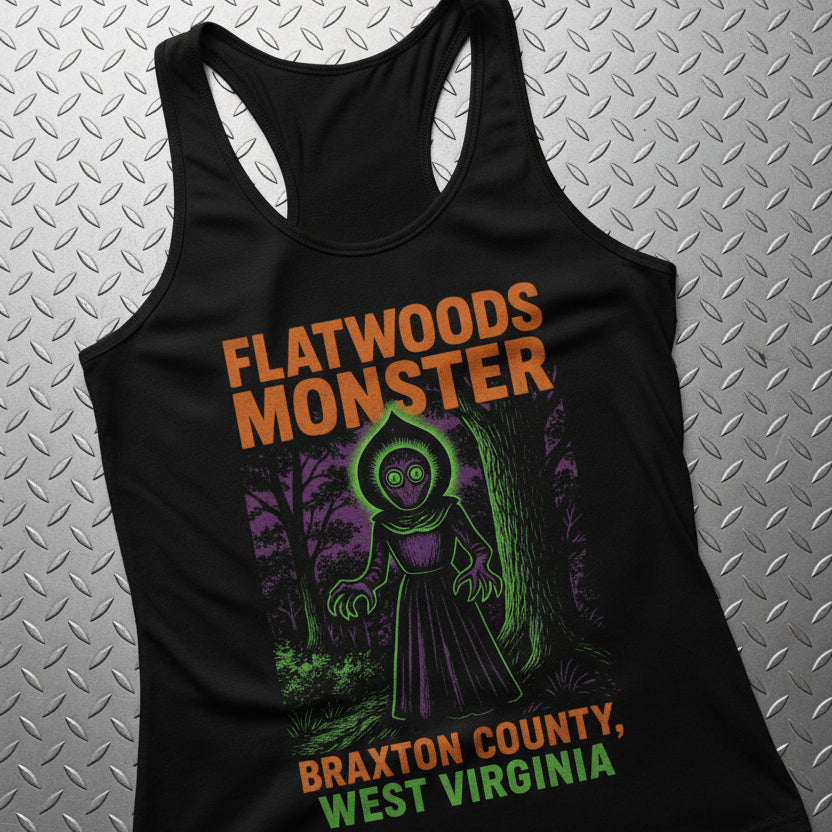 T-Shirt - Flatwoods Monster West Virginia | Cryptids, Alien & UFO | | Unisex T-shirt | Long Sleeve Tee | Ladies Shirt | Crewneck Sweatshirt | Hoodie from Crypto Zoo Tees