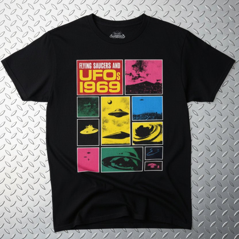 T-Shirt - Flying Saucers UFOs 1969 Shirt | Unisex Heavy Cotton - Gildan 5000 | Alien & UFO, Retro & Vintage | Psychedelic from SHIRT MONSTERS