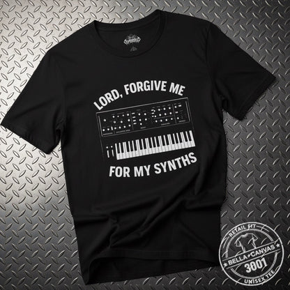 T-Shirt - Forgive Me Synths Shirt | Light Fitted - Unisex Bella+Canvas 3001 | Music from Crypto Zoo Tees