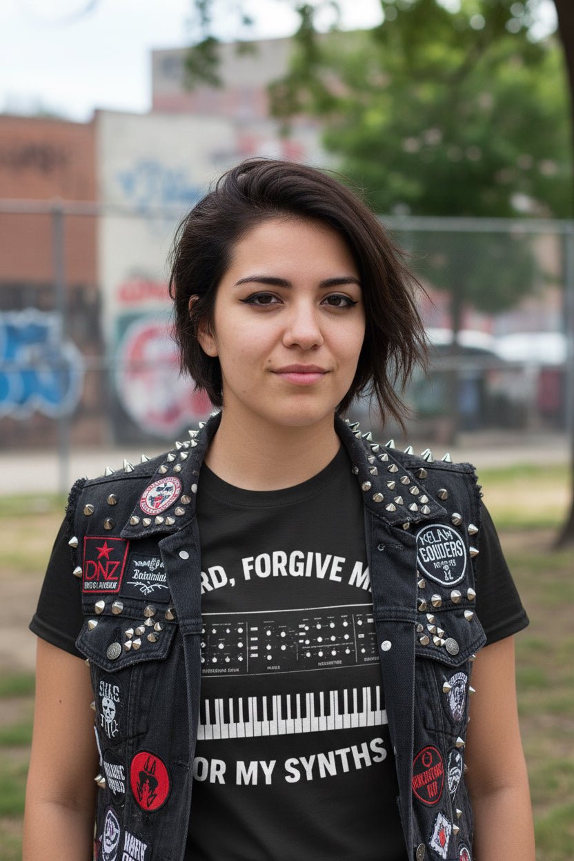 T-Shirt - Forgive Me Synths Shirt | Unisex Heavy Cotton - Gildan 5000 | Music from Crypto Zoo Tees