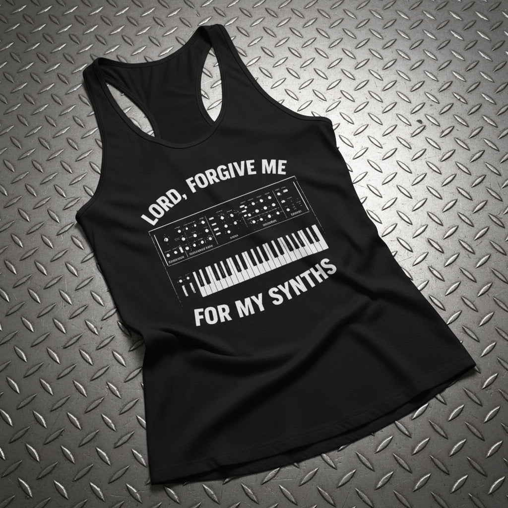 Tank Top - Forgive Me Synths Tank | Ladies Racerback Tank Top - Next Level 1533 | Music from Crypto Zoo Tees