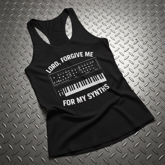 Tank Top - Forgive Me Synths Tank | Ladies Racerback Tank Top - Next Level 1533 | Music from Crypto Zoo Tees