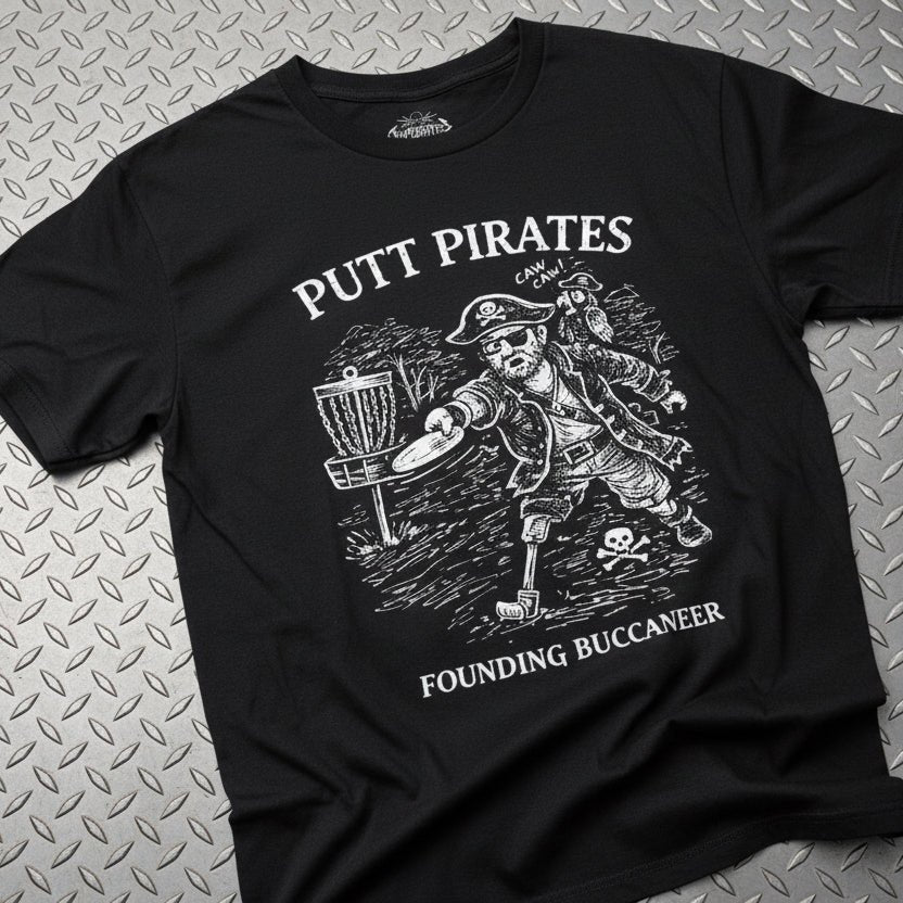 T-Shirt - Founding Buccaneers Putt Pirates Tee - Unisex Heavy Cotton from Crypto Zoo Tees