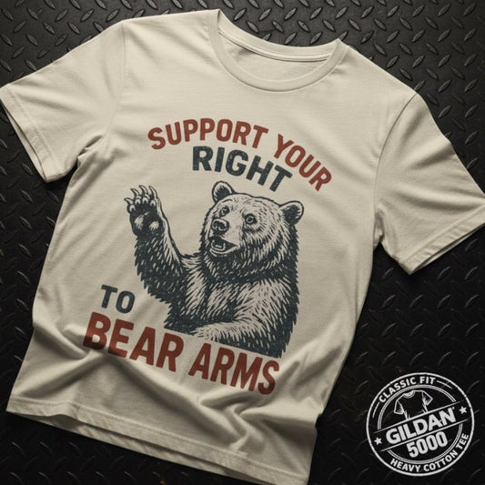 T-Shirt - Funny Bear Arms Shirt | Unisex Heavy Cotton - Gildan 5000 | Animals, Funny, Retro & Vintage | Punk from Crypto Zoo Tees