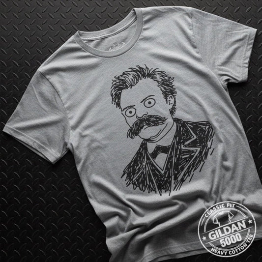 T-Shirt - Funny Nietzsche Shirt | Unisex Heavy Cotton - Gildan 5000 | Funny, Thinkers, Retro & Vintage | Punk from Crypto Zoo Tees
