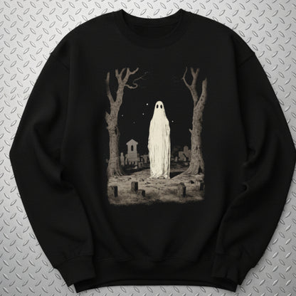 T-Shirt - Ghost in Cemetery | Halloween, Horror | Unisex Shirt, Ladies Tee, Tank Top, Long Sleeve, Sweatshirt, Hoodie from Crypto Zoo Tees