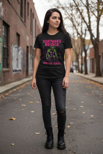 T-Shirt - Goatmans Bridge Shirt | Light Fitted - Unisex Bella+Canvas 3001 | Cryptids, Ghosts & Paranormal | Goth/Gothic from SHIRT MONSTERS