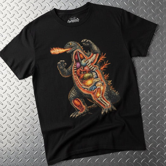 T-Shirt - Godzilla Anatomy Shirt | Unisex Heavy Cotton - Gildan 5000 | Horror, Retro & Vintage, Metal from Crypto Zoo Tees