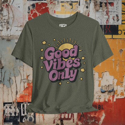 T-Shirt - Good Vibes Only Retro Tee | Bella + Canvas Unisex T-shirt from Crypto Zoo Tees