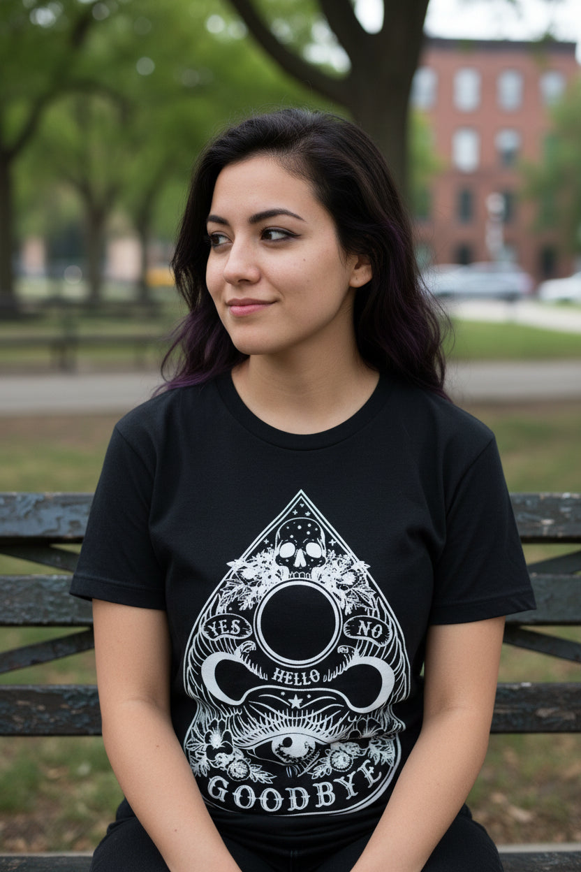 T-Shirt - Gothic Ouija Planchet | Horror | Paranormal | Women's T-Shirt | Cotton Tee from Crypto Zoo Tees