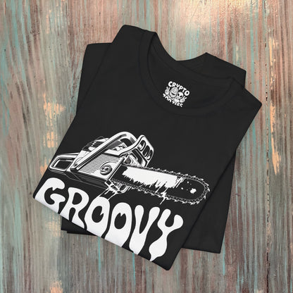 T-Shirt - Groovy Chainsaw | Unisex T-shirt | Horror | Retro & Vintage from Crypto Zoo Tees
