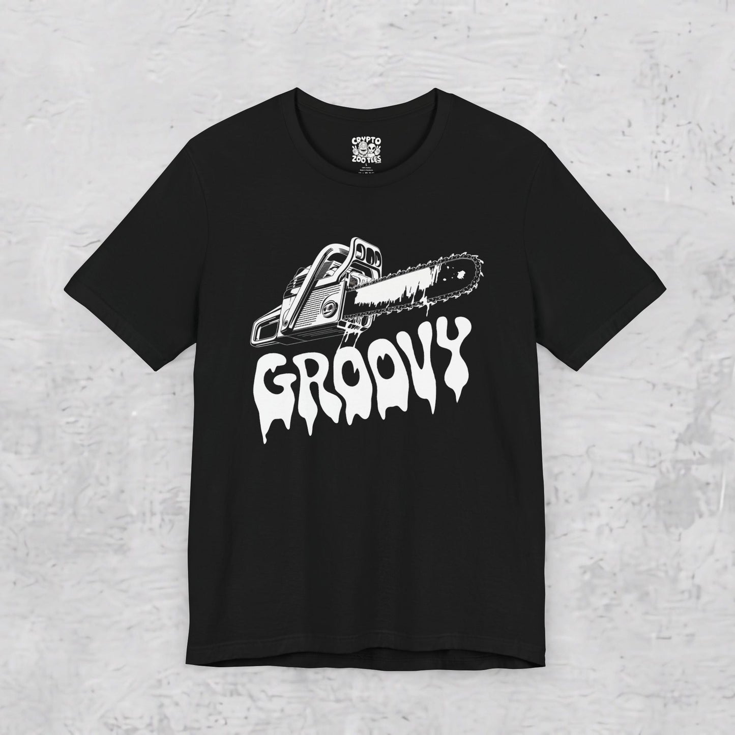 T-Shirt - Groovy Chainsaw | Unisex T-shirt | Horror | Retro & Vintage from Crypto Zoo Tees