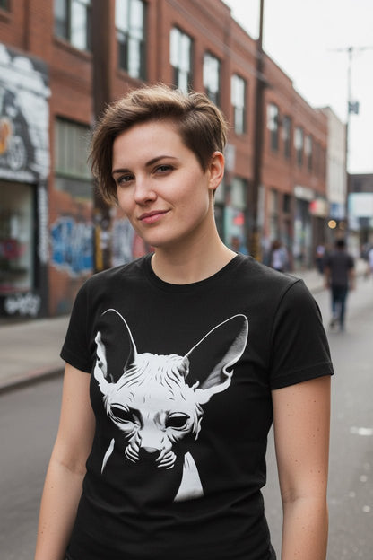T-Shirt - Hairless Sphynx Cat Graphic | Long Sleeve Tee from SHIRT MONSTERS