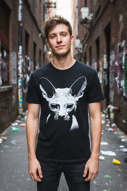 T-Shirt - Hairless Sphynx Cat Graphic | Long Sleeve Tee from SHIRT MONSTERS