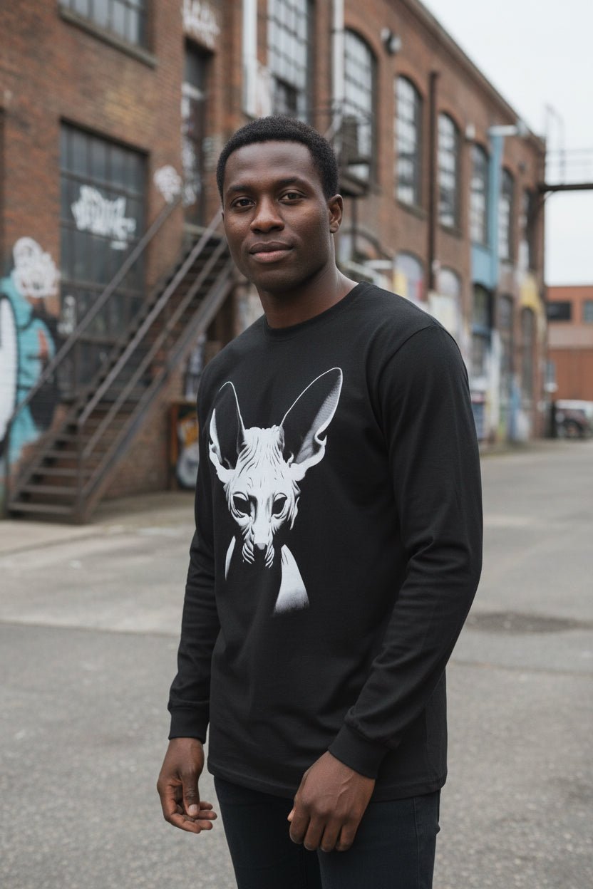 T-Shirt - Hairless Sphynx Cat Graphic | Long Sleeve Tee from SHIRT MONSTERS
