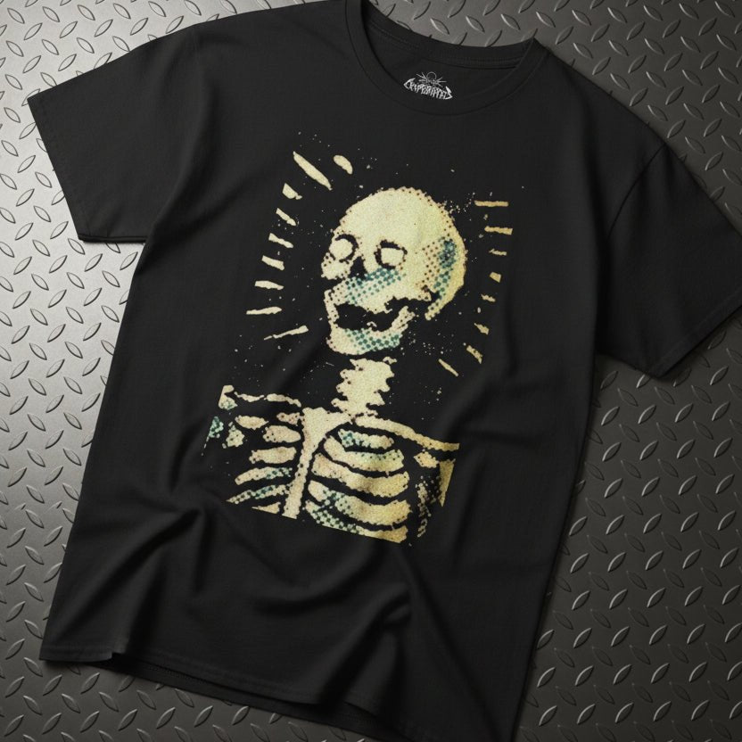 T-Shirt - Halftone Skeleton Shirt | Unisex Heavy Cotton | Horror, Skulls & Skeletons | Punk, Goth from SHIRT MONSTERS (Formally Crypto Zoo Tees)