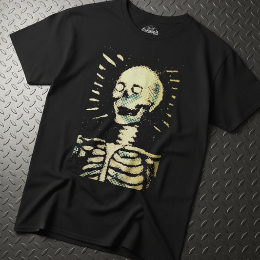 T-Shirt - Halftone Skeleton Shirt | Unisex Heavy Cotton | Horror, Skulls & Skeletons | Punk, Goth from SHIRT MONSTERS (Formally Crypto Zoo Tees)