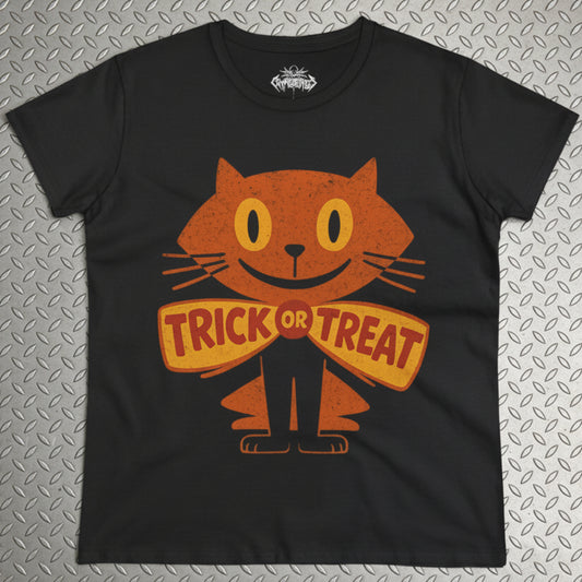  - Halloween Cat Shirt – Trick or Treat Cat Vintage Tee | Kids Tee from Crypto Zoo Tees