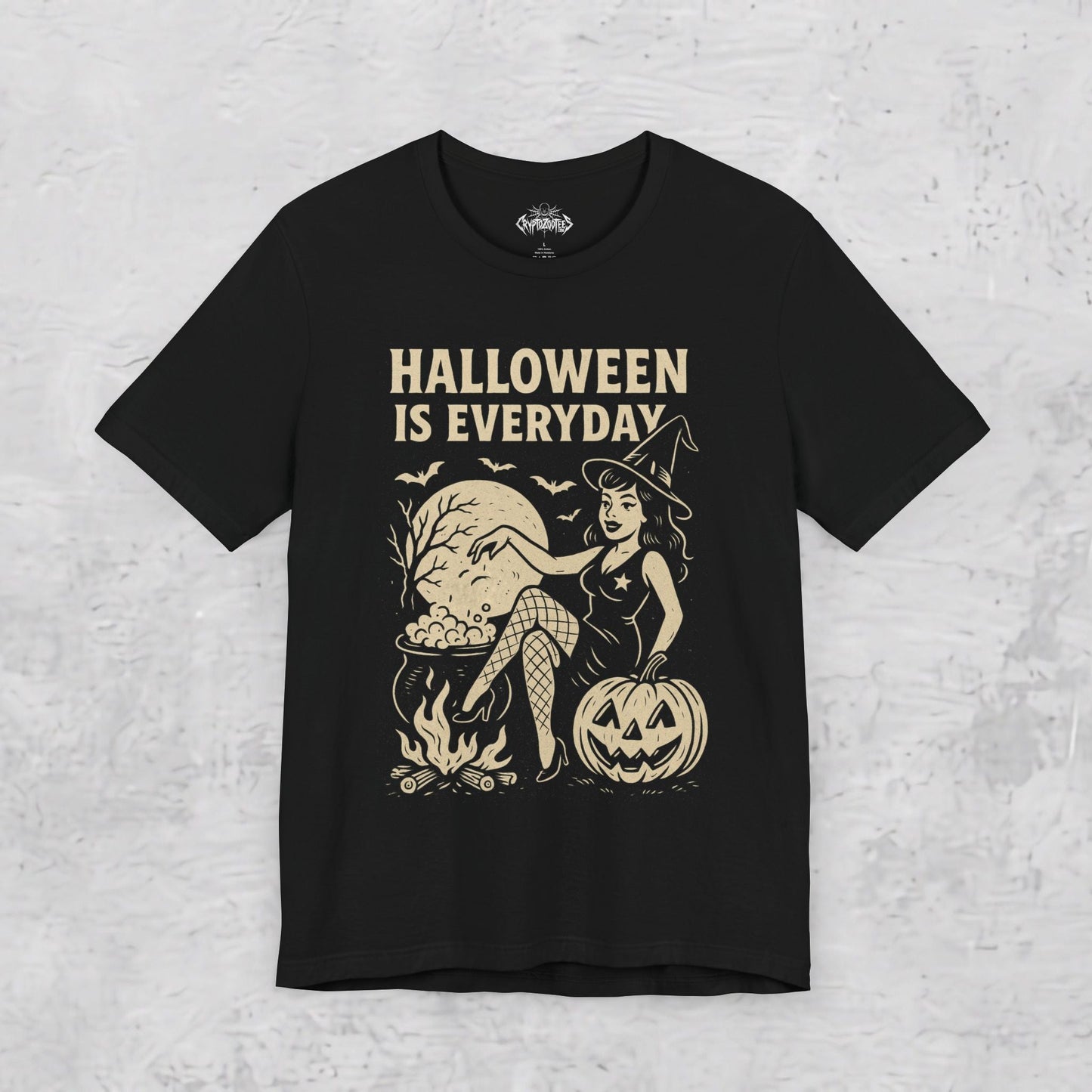 T-Shirt - Halloween Is Everyday | Unisex T-shirt (Bella+Canvas 3001) | Halloween, Spiritual | Goth/Gothic, Rockabilly from Crypto Zoo Tees