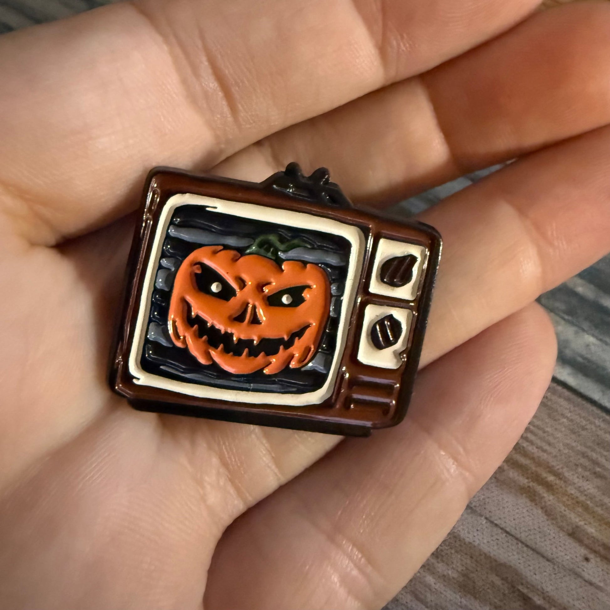  - Halloween TV Pin | Pinback Button | Halloween, Horror, Retro & Vintage | Punk from Crypto Zoo Tees