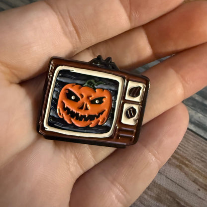  - Halloween TV Pin | Pinback Button | Halloween, Horror, Retro & Vintage | Punk from Crypto Zoo Tees
