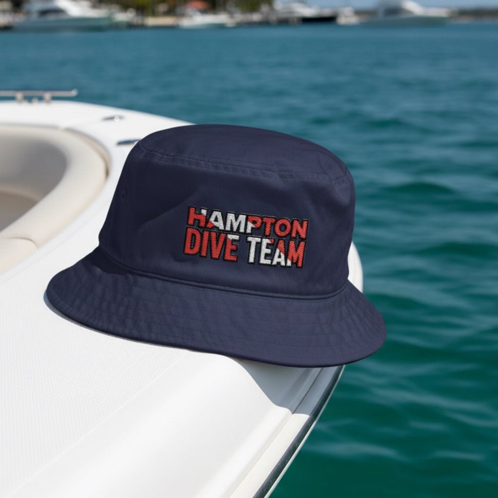 Hats - Hampton Dive Team Bucket Hat — Embroidered Logo Beach & Swim Cap - CUSTOM from SHIRT MONSTERS