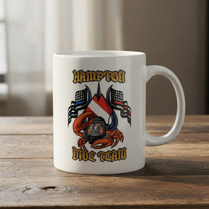 Mug - Hampton Dive Team - Crab Mug With Personalized Text - CUSTOM from SHIRT MONSTERS