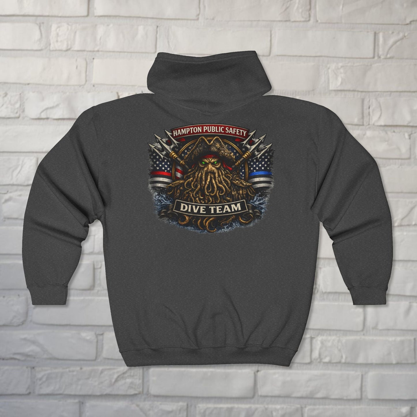 Hoodie - Hampton Dive Team Diver Down Zipper Hoodie from Crypto Zoo Tees