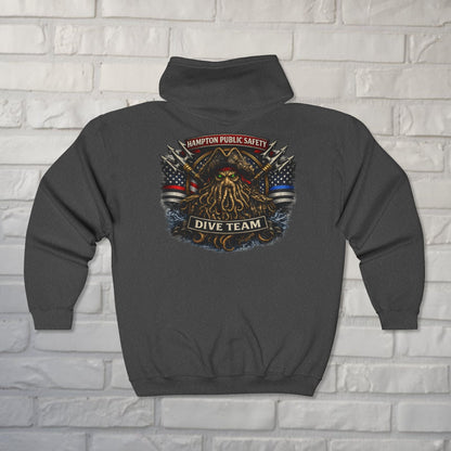 Hoodie - Hampton Dive Team Diver Down Zipper Hoodie from Crypto Zoo Tees