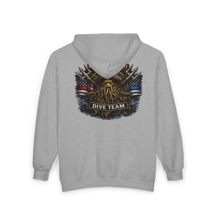 Hoodie - Hampton Dive Team Diver Down Zipper Hoodie from Crypto Zoo Tees