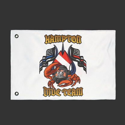 Home Decor - Hampton Dive Team Flag — Double - Sided Nautical Dive Flag with Crab & American Flags CUSTOM from Crypto Zoo Tees
