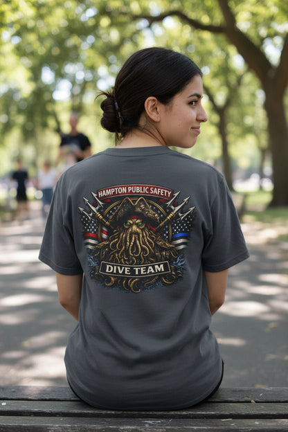 T-Shirt - Hampton Dive Team - Moisture Wicking - Diver Pirate Shirt - CUSTOM from SHIRT MONSTERS