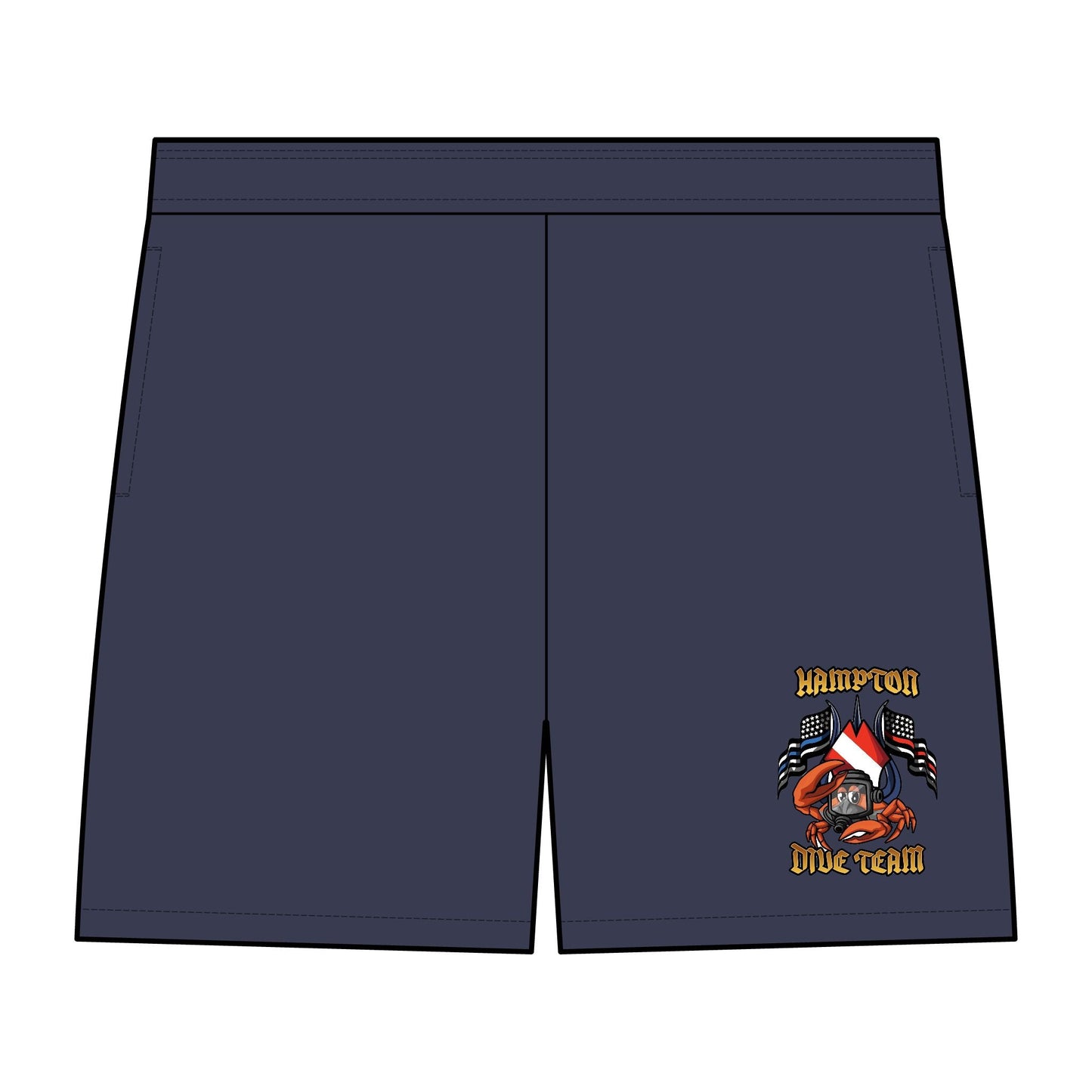 Trousers - Hampton Dive Team Swim Shorts 17" – Black Scuba Dive Trunk - CUSTOM from SHIRT MONSTERS