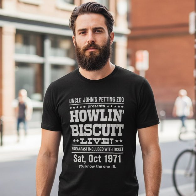 T-Shirt - Howlin Biscuit Shirt | Unisex Heavy Cotton - Gildan 5000 | Music, Funny, Retro & Vintage, Food & Drink from Crypto Zoo Tees